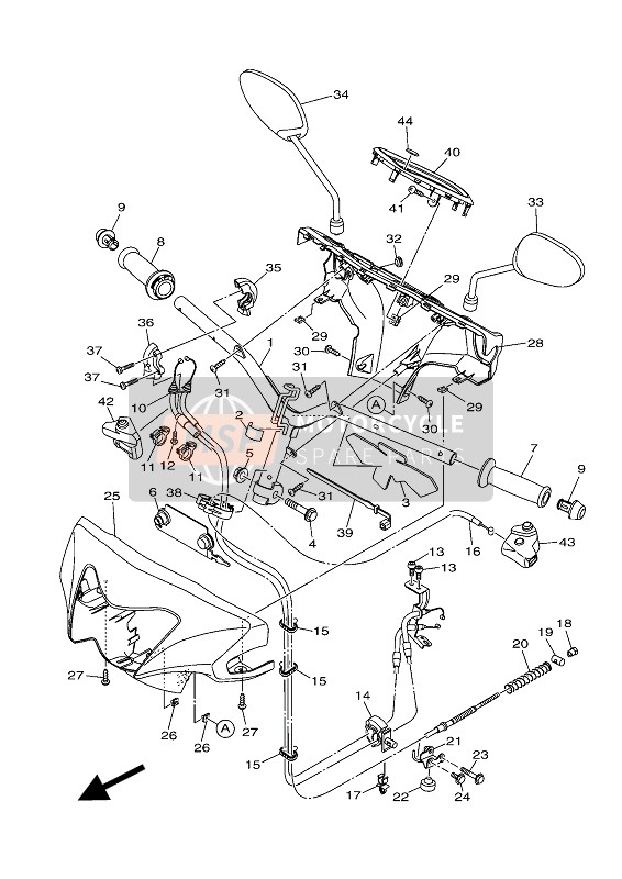 BW5F614500P5, Couvercle,  Guidon Su, Yamaha, 0